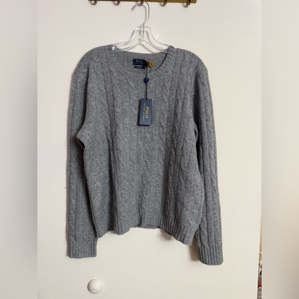 Polo Ralph Lauren Gray Cable Knit Cashmere Sweater Women’s Size XXL NWT - Picture 6 of 9